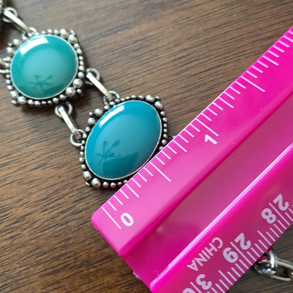 Bracelet Western Turquoise, silver tone, metal bracelet, t-bar clasp - Picture 8 of 9